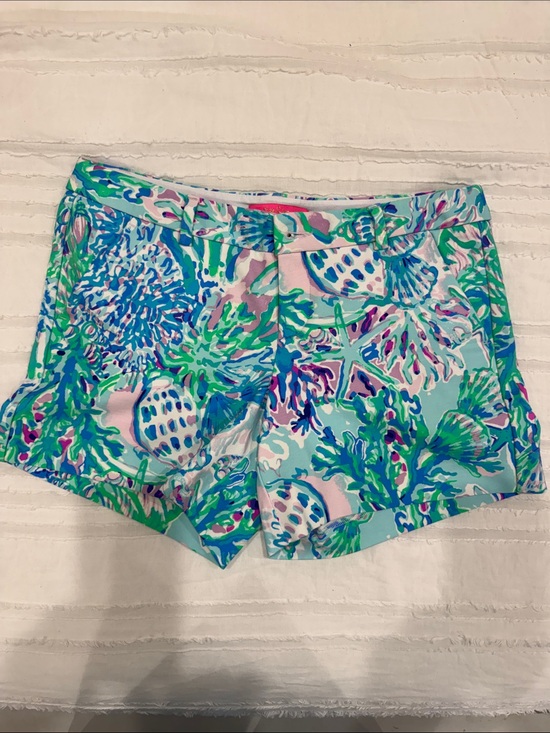 Lilly Pulitzer Pants - Lilly Pulitzer Aqua Teal Pink Sea-Print Bermuda Shorts